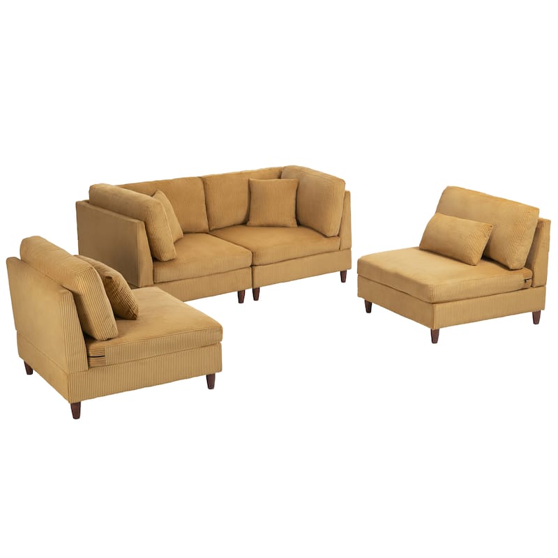 4-Piece Oversized Reversible Upholstered Sectional Modular Sofa