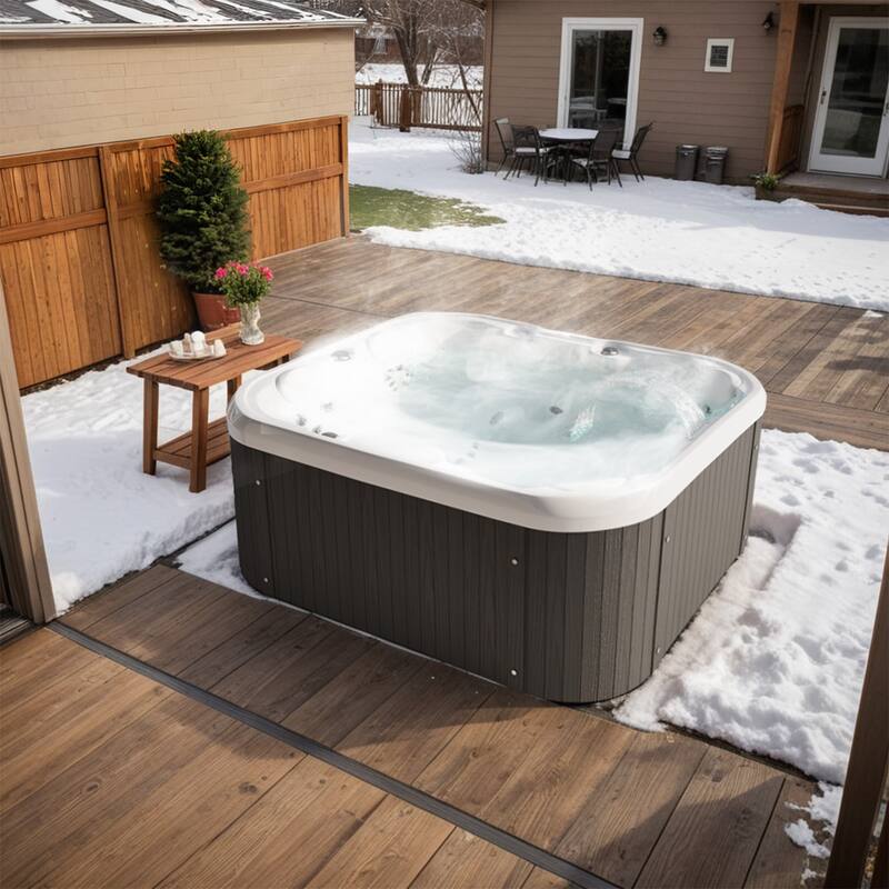 Patiowell 4-Person 41 Jets Hot Tub with Digital Control System-The Fresh Water System and LED Lighting-Intelligent