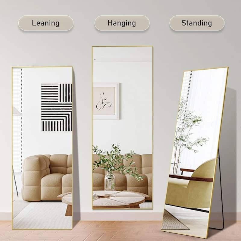 Full Length Mirror with Stand, Floor Mirror with Frame, Full Body Mirrors, Free Standing or Wall-Mounted Mirrors for Living Room