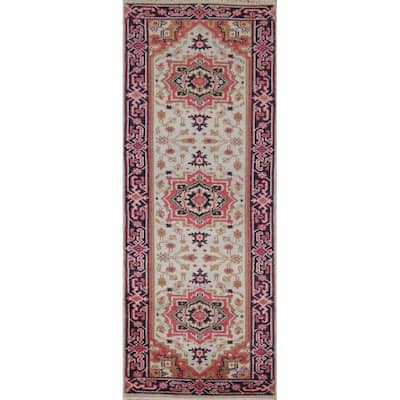 Kazak Indian Runner Rug Hand-Knotted Wool Carpet - 2'7"x 8'0"