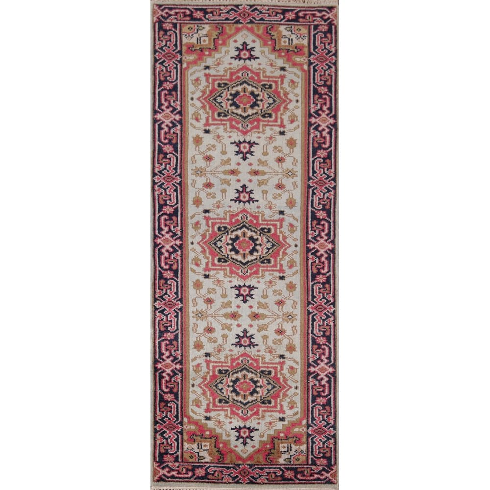 Kazak Indian Runner Rug Hand-Knotted Wool Carpet - 2'7"x 8'0"