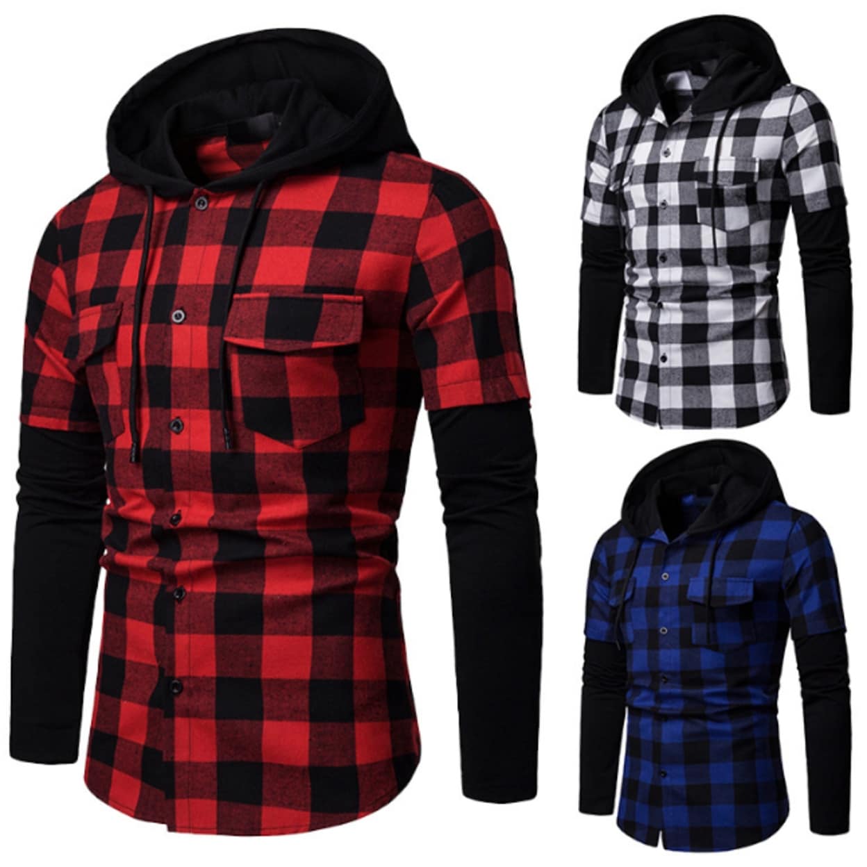 plaid mens hoodie