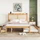 preview thumbnail 1 of 16, Wood Queen Size Rattan Platform Bed Frame with Sockets, Drawers and Trundle Walnut