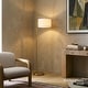 preview thumbnail 42 of 46, Brightech Montage Modern 60 in. Contemporary Arc LED Color Adjusting Floor Lamp with White Fabric Drum Shade