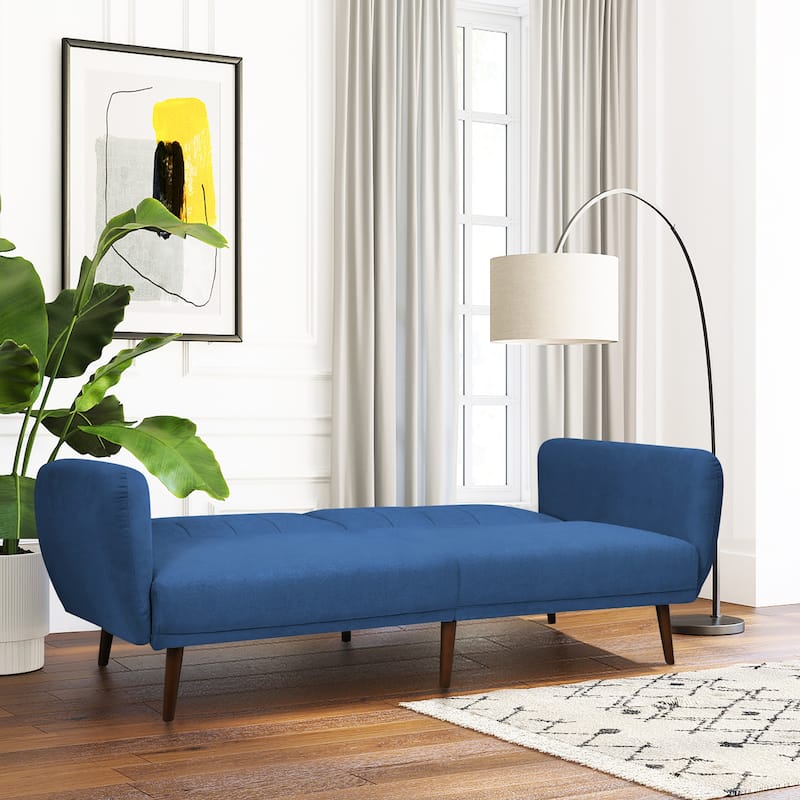 Costway Convertible Futon Sofa Bed Adjustable Couch Sleeper w/ Wood - 82.5'' x 34'' x 32'' (L x W x H)