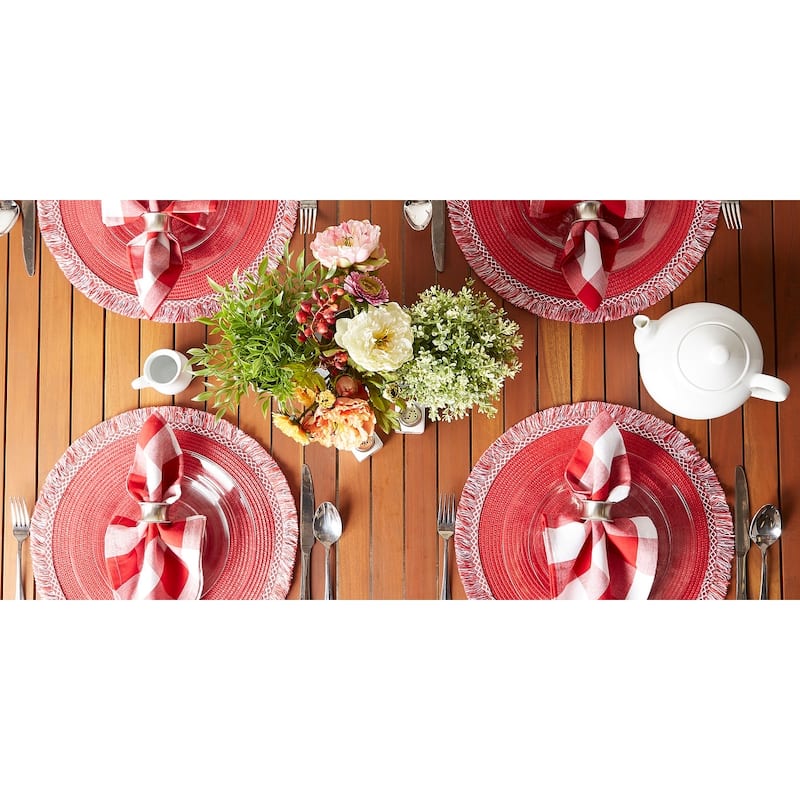 DII Nautical Blue Round Fringed Placemat Set/6