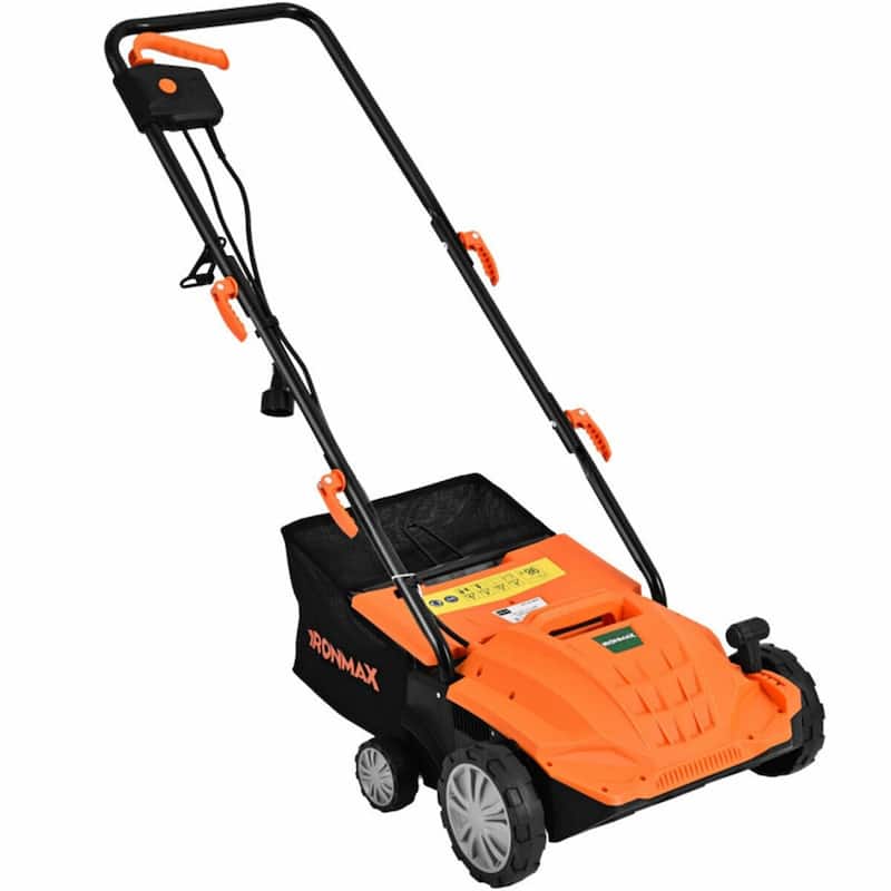 12-AMP Corded Electric Scarifier & Dethatcher 13" Cutting Width with 40L Grass Collection Bag - 40" x 20" x 40" - Orange
