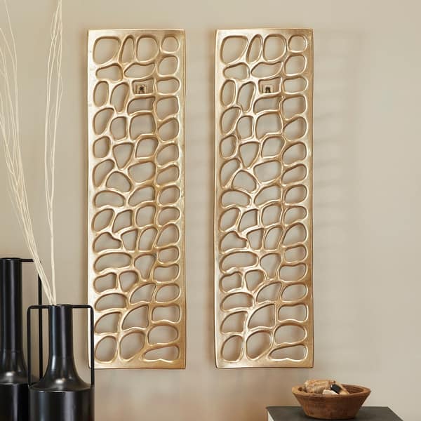 Gold Aluminum Metal Cutouts Abstract Home Wall Decor (Set of 2) Bed