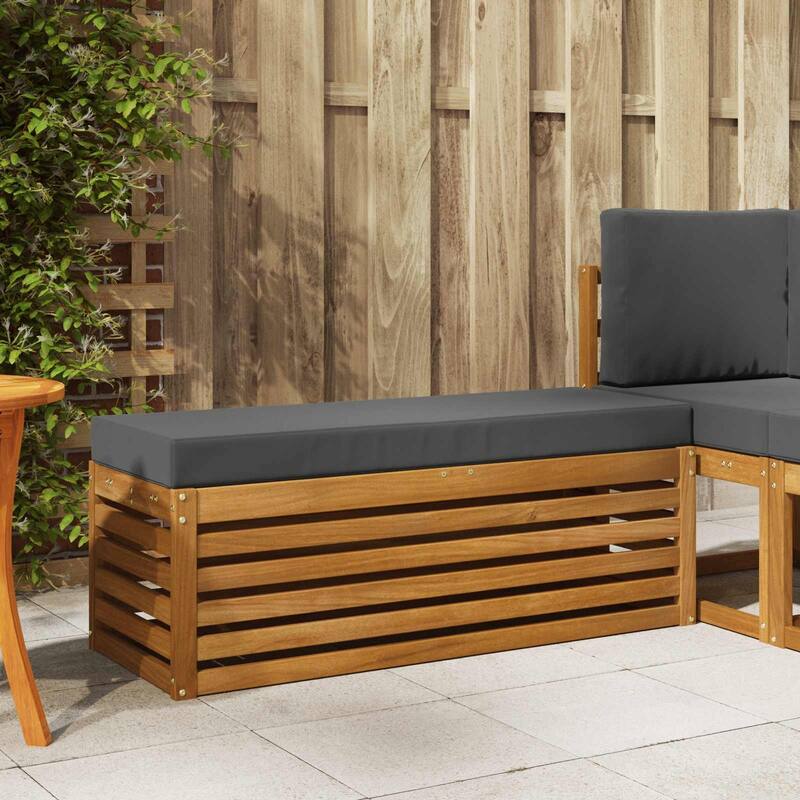 vidaXL Stool Bench Natural and Anthracite 16.93 x 16.93 x 14.57 in - Natural and anthracite-Closed leg area