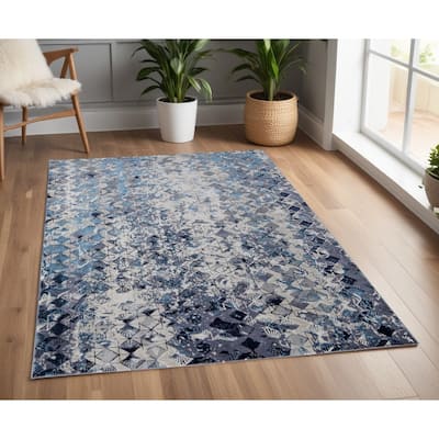 Xifay Power Loomed Distressed Geometric Modern Non Skid Area Rug By HomeRoots - 4' x 6'