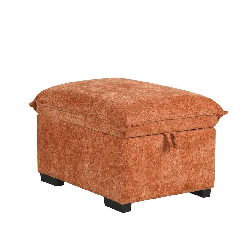 82.67" Chenille L-Shape Sectional Convertible Sofa Bed with Storage Ottoman, USB Ports and Power Sockets