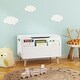 preview thumbnail 14 of 16, Wooden Toy Box with 4 Universal Wheels, Kids Toy Storage Organizer with Front Bookshelf, Flip-Top Lid, Safety Hinge