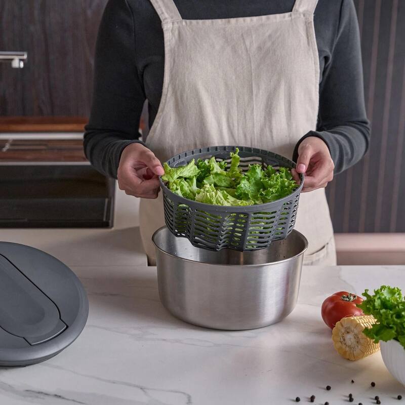 Zyliss Swift Dry Salad Spinner Stainless Steel Small (2-4 Portions)