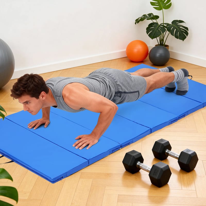 Zenova Gymnastics Mat 4FT x 8F Folding Exercise Mat 6 Panel Thick Tumbling Mats - 8FT