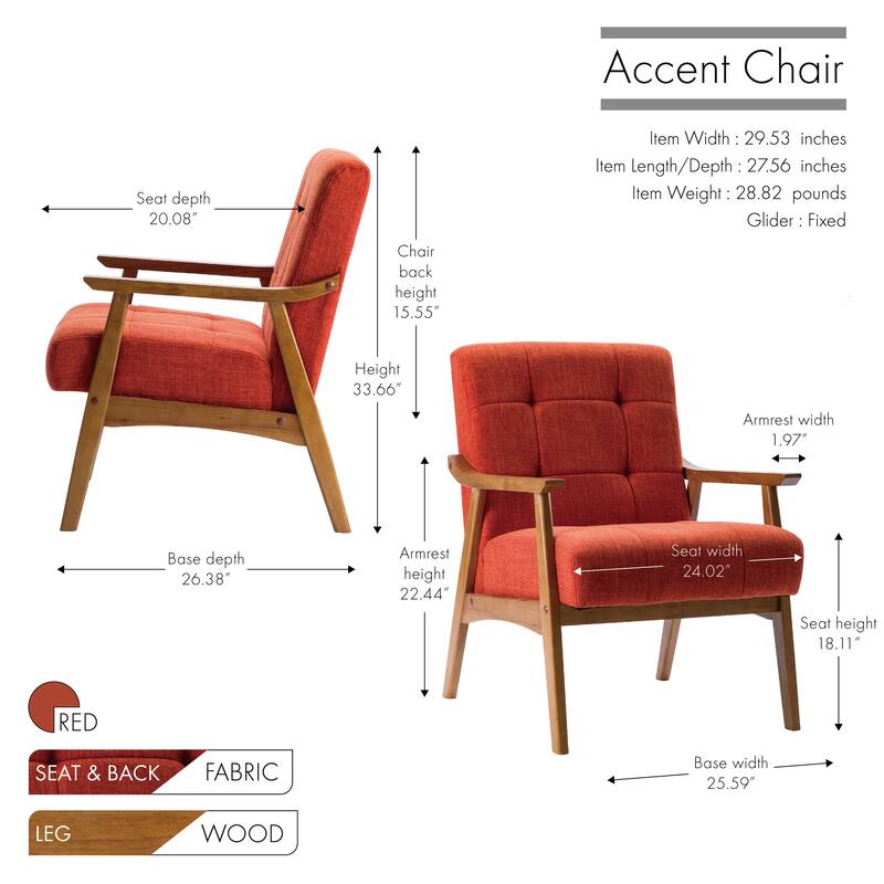 Carson Carrington Ingerod Tufted Fabric Accent Chair with Rubberwood Legs