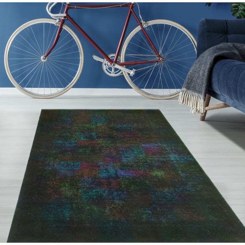 Vintage Rainbow-Dye Karida Charcoal/Pink Rug - 4'0" x 6'0"