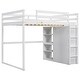 preview thumbnail 11 of 30, Full Size Wooden Loft Bed with Built-In Wardrobe, Storage Shelves & LED Light - Stylish Space-Saving Design