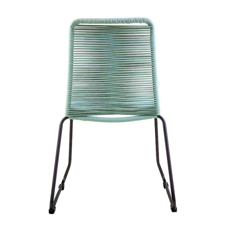 Set of Two 23" Green Metal Outdoor Dining Chair