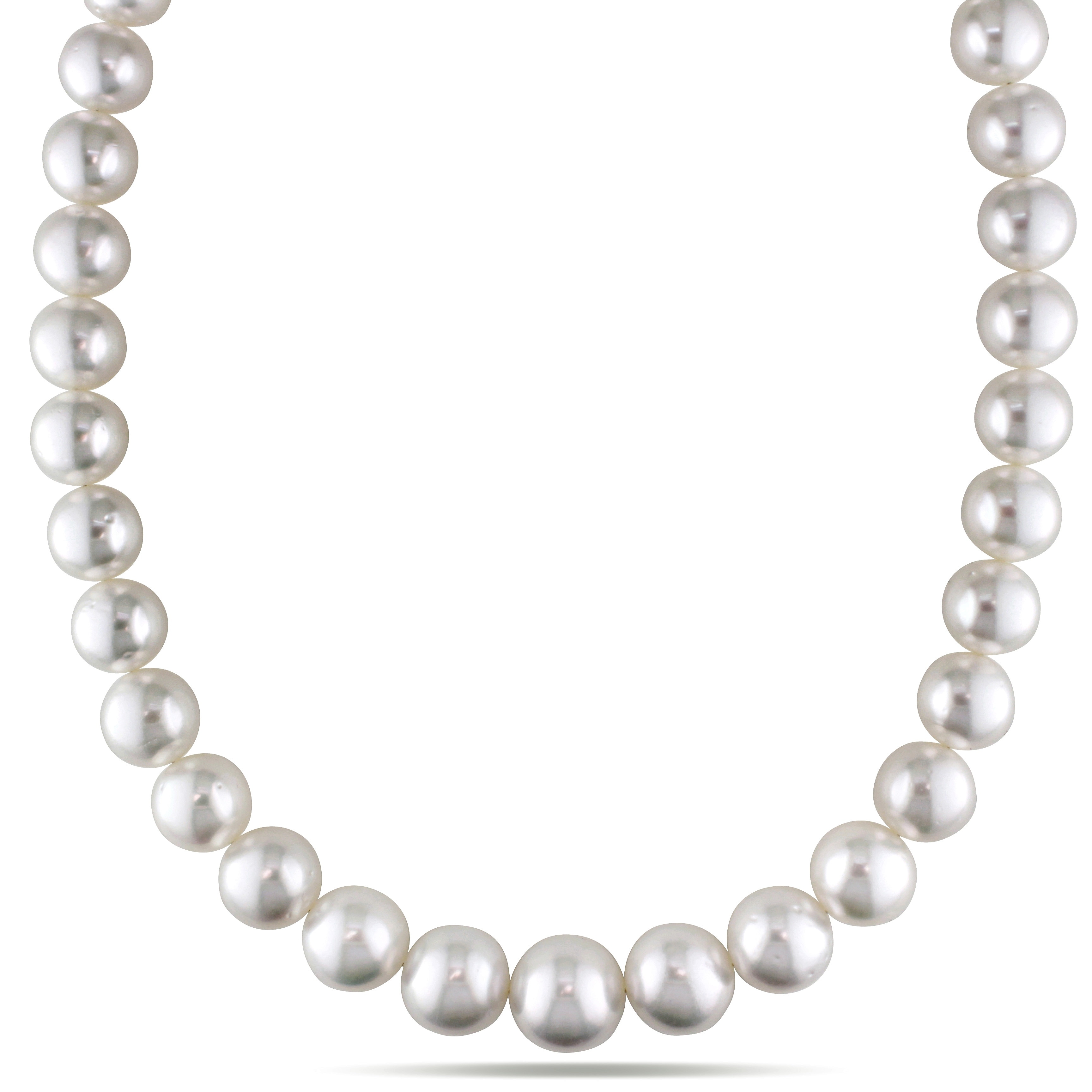 Miadora 14k or 18k Yellow Gold South Sea Cultured Pearl Strand Necklace (10-18mm) Diamond Accent