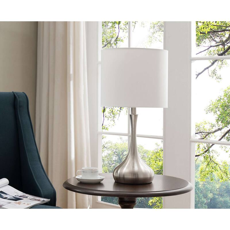 Brushed Nickel Finish Metal Table Lamps (Set of 2)