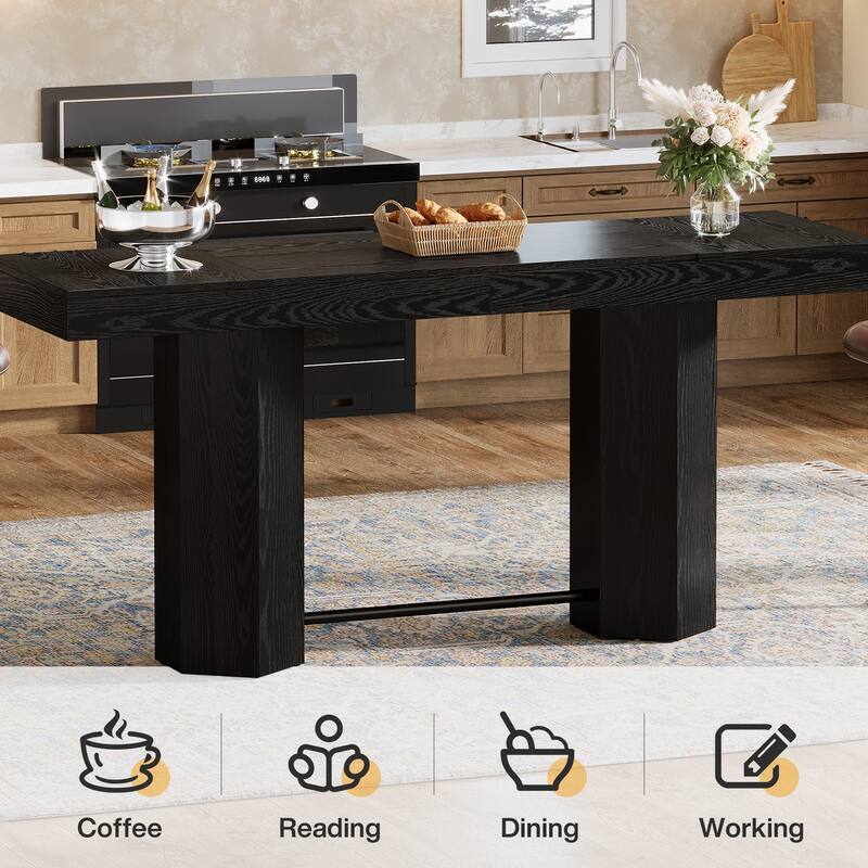 Industrial Bar Table 70.9" Rectangular Home Bar Unit with Footrest