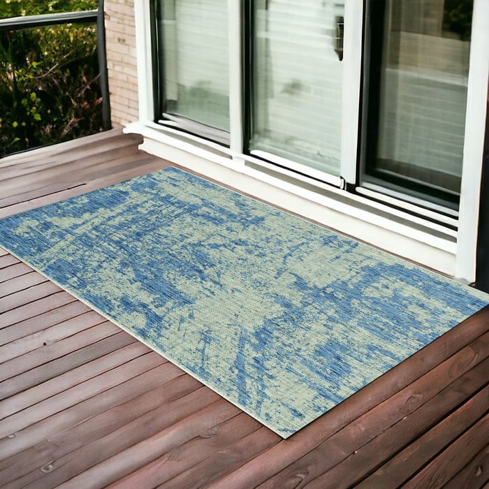 HomeRoots Abstract Contemporary Rectangle Outdoor Rug - 3' x 5'