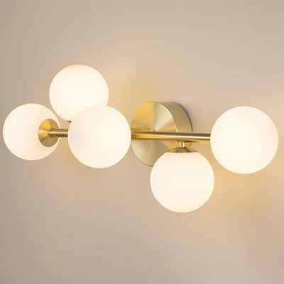 5 - Light Dimmable LED Gold Bathroom Vanity Light