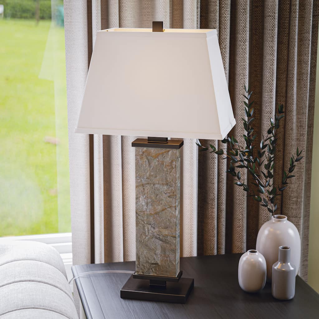 Kenroy Home Hanover Natural Slate Table Lamp - Black