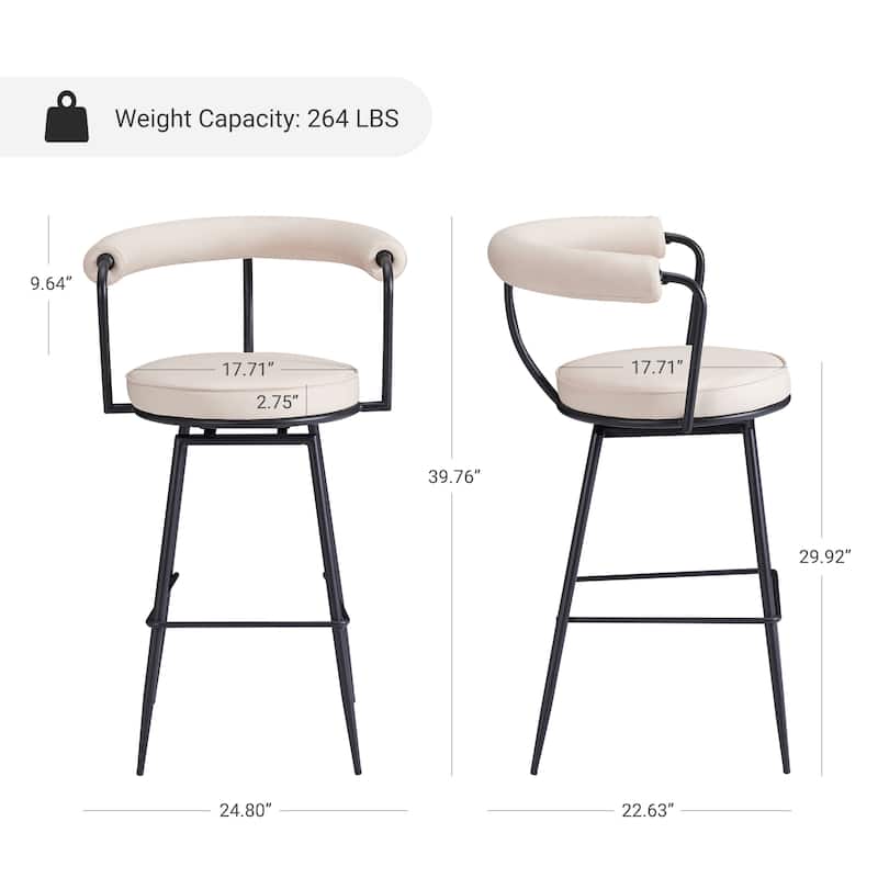 Art Leon Faux Leather Upholstery Swivel Barstool