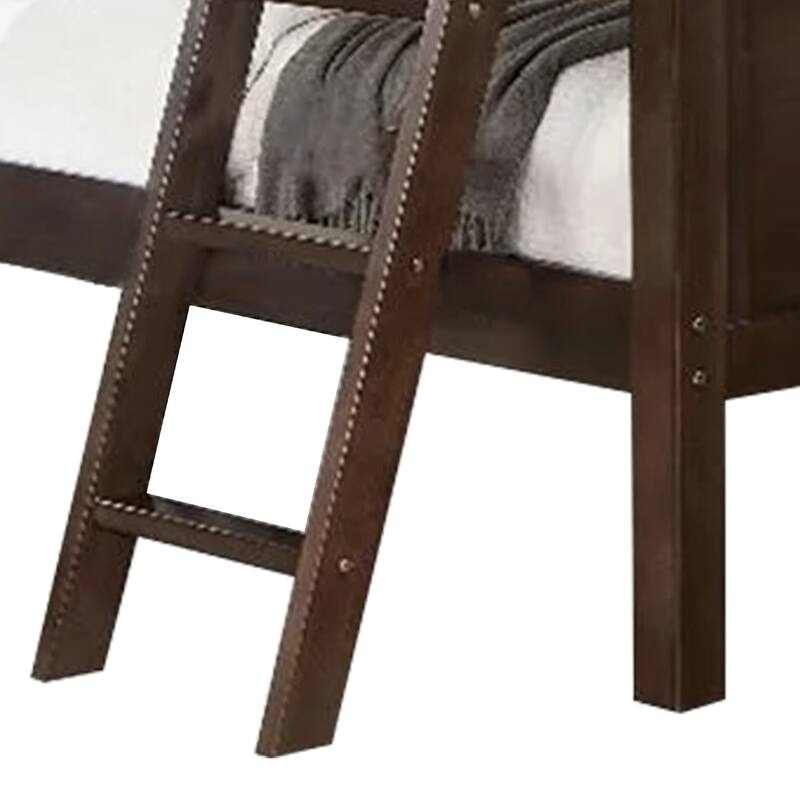 Zedy Full over Full Bunk Bed, Guardrails and Ladder, Walnut Brown