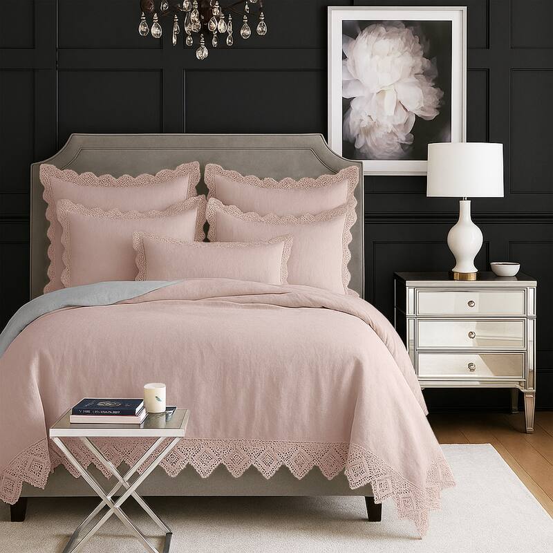 Elsie Lace French Pink 6 Piece Comforter Set
