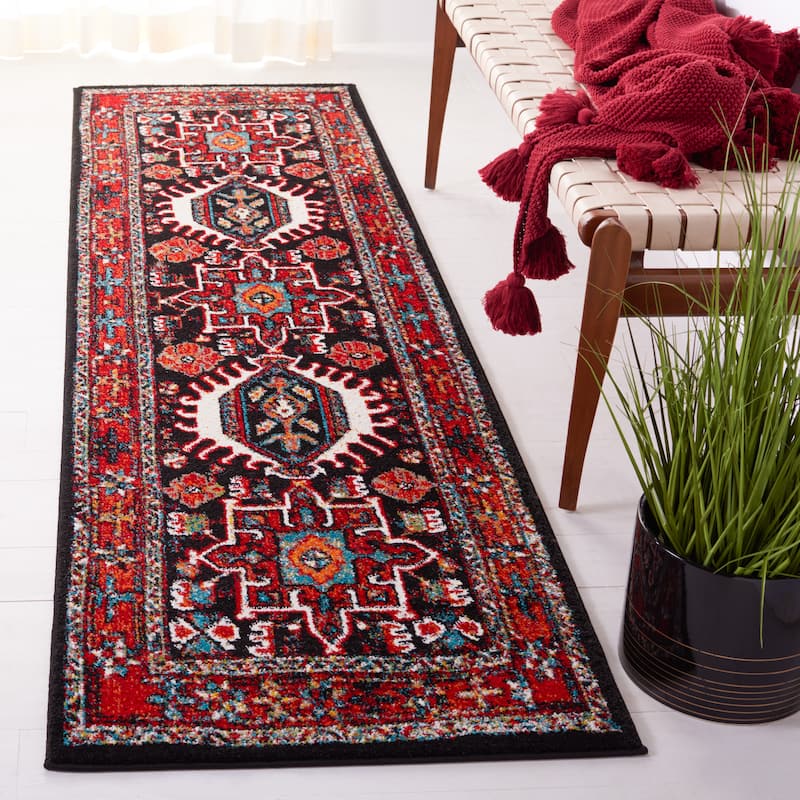 SAFAVIEH Vintage Hamadan Eugenia Rug - 2'3" x 8' Runner - Red/Black