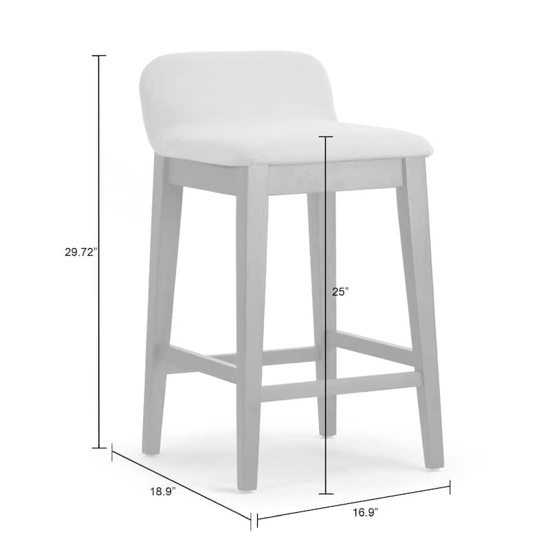 Set of 2 Atia Black Rubberwood Stool with Low Back Fabric Seat