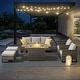 preview thumbnail 30 of 104, Gymojoy Outdoor Fire Pit Conversation Set, Patio Furniture with Cushions 6 PCS -  Sofa & Club Chair & Ottomans & Fire Pit - Grey Wicker / Beige Cusion