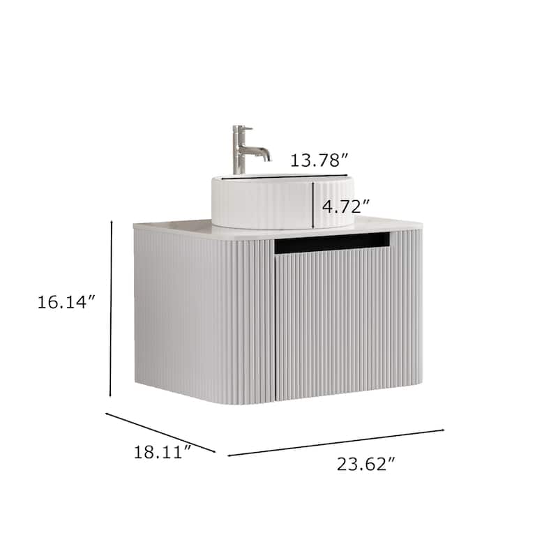 28" Modern Floating Bathroom Vanities with Sink, White