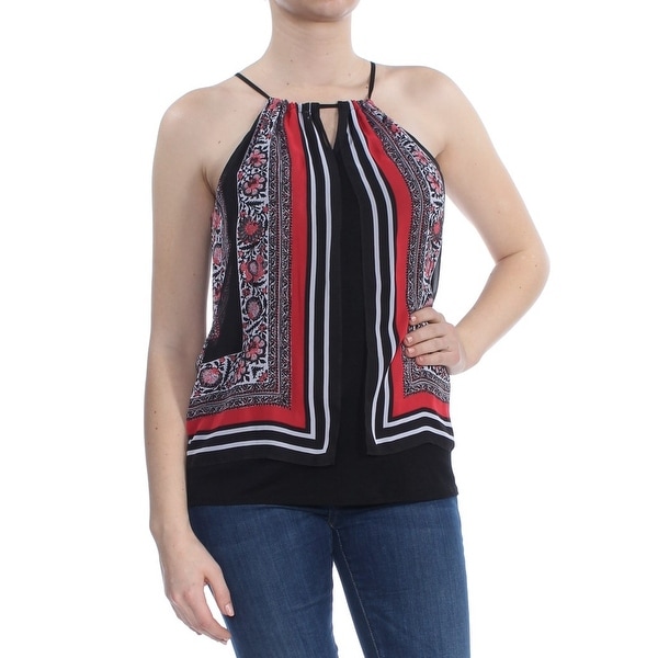BCX Womens Black Printed Halter Top Size: M