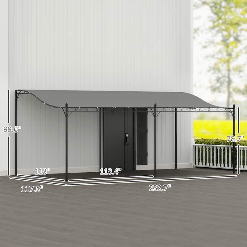 Metal Lean-To Pergola with Curved Design and Rain Protection