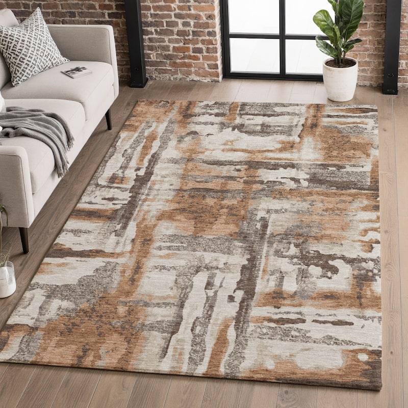 Premium Washable Super Soft Modern Glam Mayfield Rug - Paprika - 2'6" x 3'10"