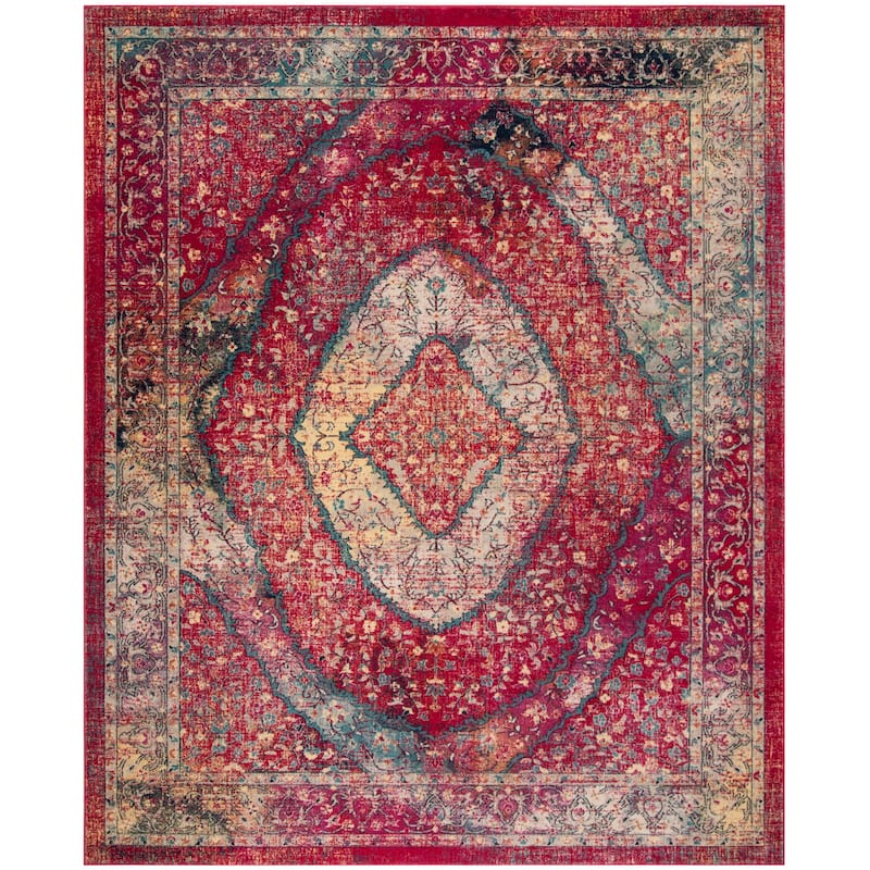 SAFAVIEH Evoke Osnat Distressed Vintage Boho Rug - 8' x 10' - Fuchsia/Ivory
