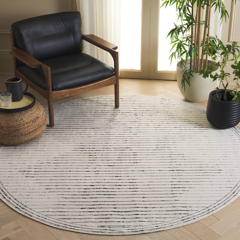 SAFAVIEH Temple Elinor Modern & Contemporary Jute Rug - 6'7" Round - Ivory/Grey