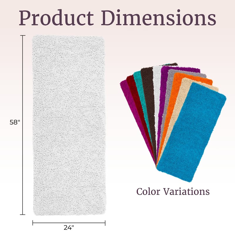 58x24-Inch Bathroom Runner with Non-Slip Backing - Absorbent High-Pile Chenille Memory Foam Bathroom Rug by Windsor Home