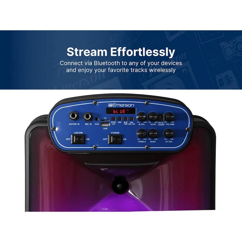 Emerson Portable Bluetooth 12" Party Speaker with Flame Lighting