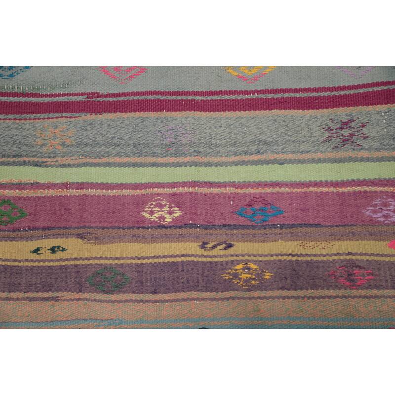 Hand Woven Oriental 100% Wool Carpet Southwestern Tribal Multi-Colored Kilim Area Rug - 6' 10'' X 5' 2''