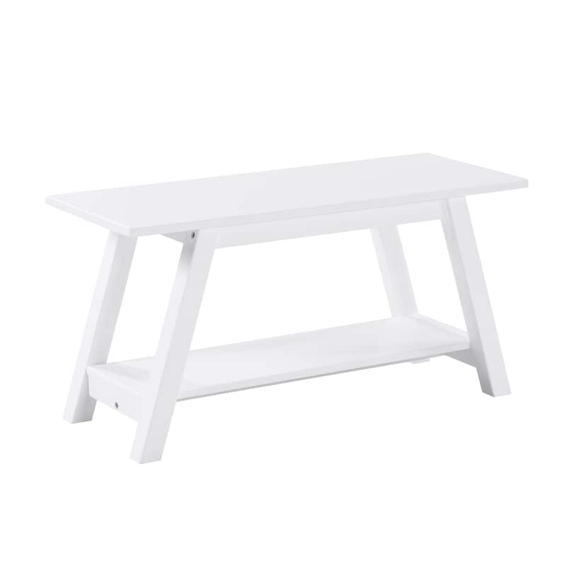 Solid Wood Bench with Shelf