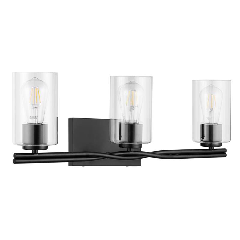 Prominence Home Lantier Matte Black 3-Light Bathroom Vanity Light with Clear Glass
