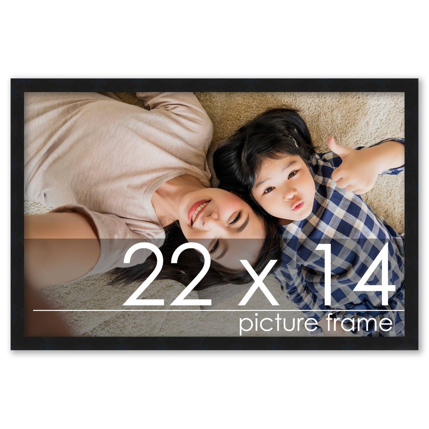 22x14 Contemporary Black Wood Picture Frame UV Acrylic, Foam Board