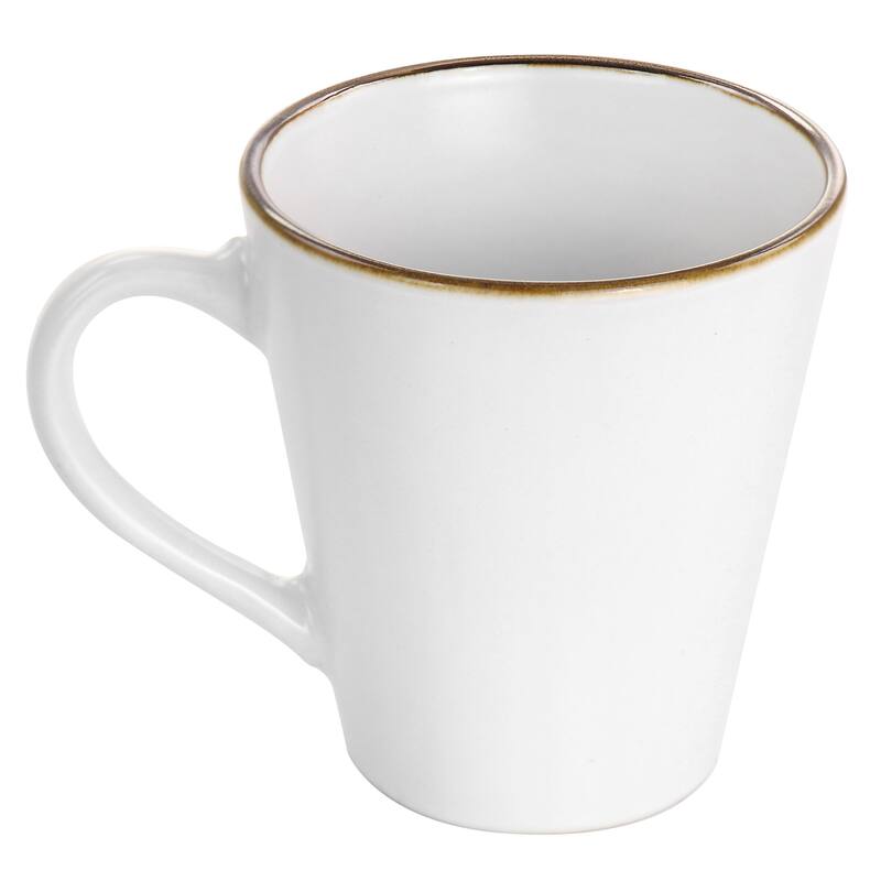 Elama Arthur 6 Piece Stoneware Mug Set in Matte White with Gold Rim