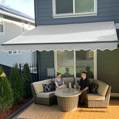 ALEKO Motorized Retractable Home Patio 20 x 10 ft Awning Silver Gray Canopy