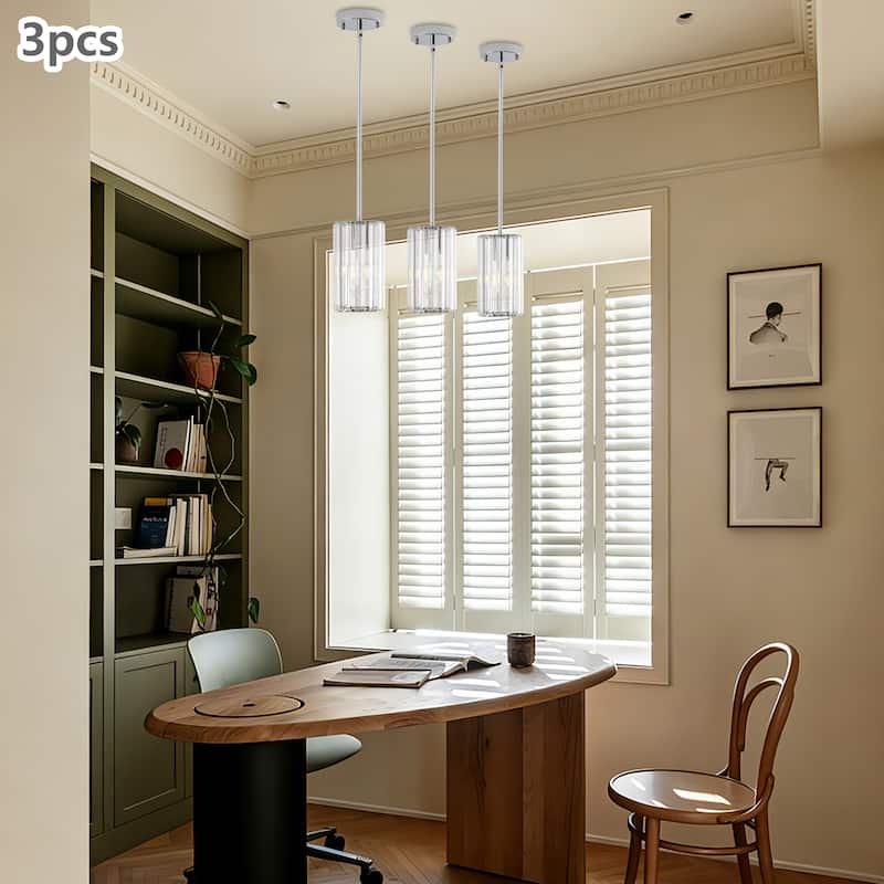 3-Pack Modern Crystal Pendant Lights for Dining Room, Bedroom, Foyer and Hallway