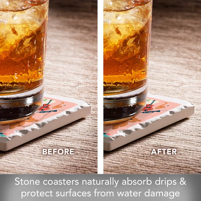 Mississippi Home 4-Pack Absorbent Stone Coasters with Protective Cork Backing 4" Square Made in The USA Easily Wipes Clean